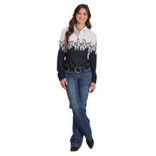 Cargar imagen en el visor de la galería, Roper Women's Horse Border Long Sleeve Snap Western Shirt (Black) 03-050-0590-2090 BL