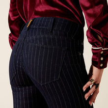 Load image into Gallery viewer, Ariat Women's Perfect Rise Jasmine Flare Silver Stripe Rinse Jeans (Navy) 10053532
