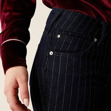 Load image into Gallery viewer, Ariat Women's Perfect Rise Jasmine Flare Silver Stripe Rinse Jeans (Navy) 10053532