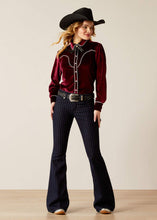 Load image into Gallery viewer, Ariat Women's Perfect Rise Jasmine Flare Silver Stripe Rinse Jeans (Navy) 10053532