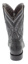 Load image into Gallery viewer, Silverton Ostrich Leg Print Leather Wide Square Toe Boots (Black)