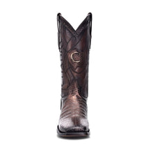 Cargar imagen en el visor de la galería, CUADRA Men's Brown Caiman Laser & Embroidery Round Toe Boots – CU424