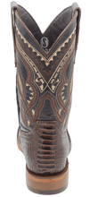 Load image into Gallery viewer, Silverton Ostrich Leg Print Leather Wide Square Toe Boots (Brown)