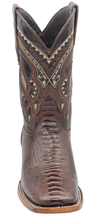 Load image into Gallery viewer, Silverton Ostrich Leg Print Leather Wide Square Toe Boots (Brown)