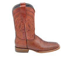 Load image into Gallery viewer, Silverton Ostrich Leg Print Leather Wide Square Toe Boots (Shedron)