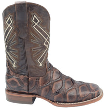 Load image into Gallery viewer, Silverton Pirarucu LG Print Leather Wide Square Toe Boots (Brown)