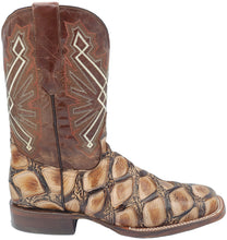 Load image into Gallery viewer, Silverton Pirarucu LG Print Leather Wide Square Toe Boots (Beige)