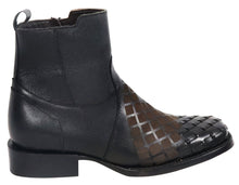 Cargar imagen en el visor de la galería, Jerry All Leather Wide Square Toe Short Boots (Black)