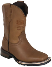 Load image into Gallery viewer, Silverton Kids Patriot All Leather Wide Square Toe Boots (Tobacco)