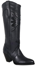 Load image into Gallery viewer, Nora All Leather Snip Toe Knee High Boots (Black)