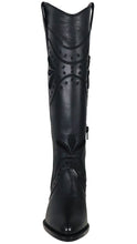 Load image into Gallery viewer, Nora All Leather Snip Toe Knee High Boots (Black)