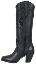Load image into Gallery viewer, Nora All Leather Snip Toe Knee High Boots (Black)