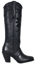 Load image into Gallery viewer, Nora All Leather Snip Toe Knee High Boots (Black)