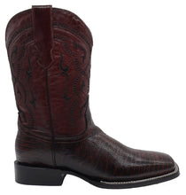 Load image into Gallery viewer, Silverton Lizard Print Leather Wide Square Toe Boots (Cherry)