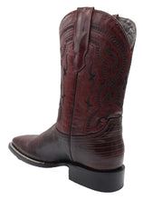 Load image into Gallery viewer, Silverton Lizard Print Leather Wide Square Toe Boots (Cherry)