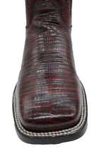Load image into Gallery viewer, Silverton Lizard Print Leather Wide Square Toe Boots (Cherry)