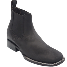 Load image into Gallery viewer, Silverton Kingston Nubuck All Leather Wide Square Toe Short Boots (Black)