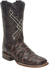 Load image into Gallery viewer, Silverton Pirarucu LG Print Leather Wide Square Toe Boots (Brown)