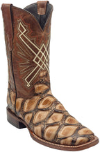 Load image into Gallery viewer, Silverton Pirarucu LG Print Leather Wide Square Toe Boots (Beige)