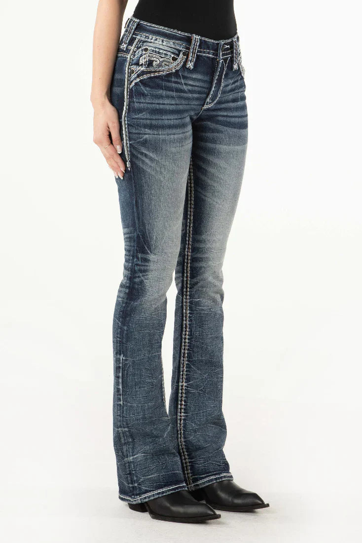 Rock Revival Women's Willow B202 Boot Cut Jeans (Dark Blue