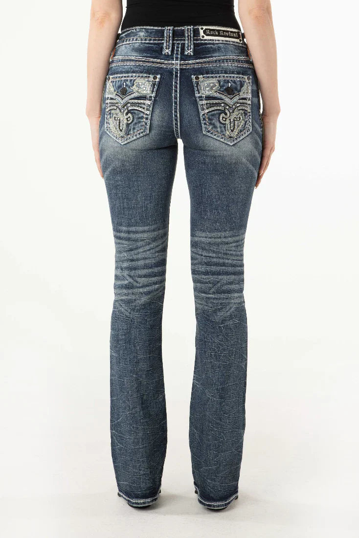 Rock Revival Women's Willow B202 Boot Cut Jeans (Dark Blue