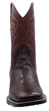 Load image into Gallery viewer, Silverton Lizard Print Leather Wide Square Toe Boots (Cherry)