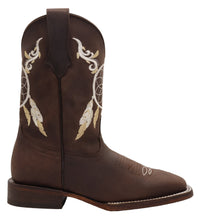 Load image into Gallery viewer, Silverton Dreamcatcher All Leather Wide Square Toe Boots (Brown)