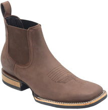 Load image into Gallery viewer, Silverton Kingston Horse All Leather Wide Square Toe Short Boots (Brown)