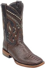 Load image into Gallery viewer, Silverton Ostrich Leg Print Leather Wide Square Toe Boots (Brown)
