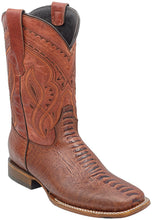 Load image into Gallery viewer, Silverton Ostrich Leg Print Leather Wide Square Toe Boots (Shedron)