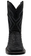 Load image into Gallery viewer, Silverton Ostrich Print All Leather Wide Square Toe Boots (Black)