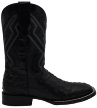 Load image into Gallery viewer, Silverton Ostrich Print All Leather Wide Square Toe Boots (Black)