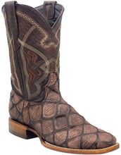 Load image into Gallery viewer, Silverton Pirarucu Mate Print Leather Wide Square Toe Boots (Brown)