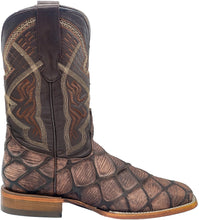 Load image into Gallery viewer, Silverton Pirarucu Mate Print Leather Wide Square Toe Boots (Brown)