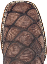 Load image into Gallery viewer, Silverton Pirarucu Mate Print Leather Wide Square Toe Boots (Brown)