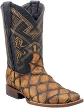 Load image into Gallery viewer, Silverton Pirarucu Mate Print Leather Wide Square Toe Boots (Honey)