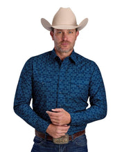 Load image into Gallery viewer, Roper Men's Snap L/S Diamond Western Shirt (Blue) 03-001-0064-0247