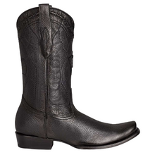Cargar imagen en el visor de la galería, CUADRA Men's Black Deer Laser & Embroidery Square Toe Boots – CU682