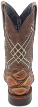 Load image into Gallery viewer, Silverton Pirarucu LG Print Leather Wide Square Toe Boots (Honey)