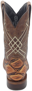 Silverton Pirarucu Print Leather Wide Square Toe Boots (Honey)
