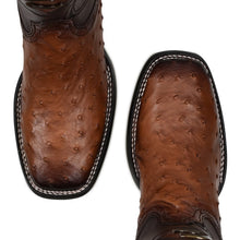Load image into Gallery viewer, CUADRA Men's Brown Ostrich Laser & Embroidery Square Toe CU457