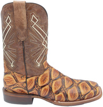 Load image into Gallery viewer, Silverton Pirarucu LG Print Leather Wide Square Toe Boots (Honey)