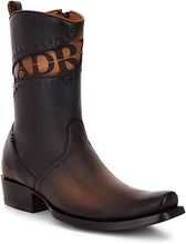 Load image into Gallery viewer, CUADRA Men's Black Laser & Woven & Zipper Narrow Square Toe - CU559