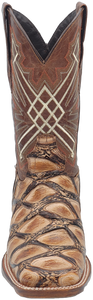 Silverton Pirarucu Print Leather Wide Square Toe Boots (Beige)