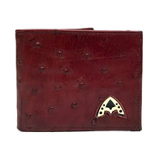 Load image into Gallery viewer, Admirable Ostrich Print Leather Bi-Fold Wallet (Wine)
