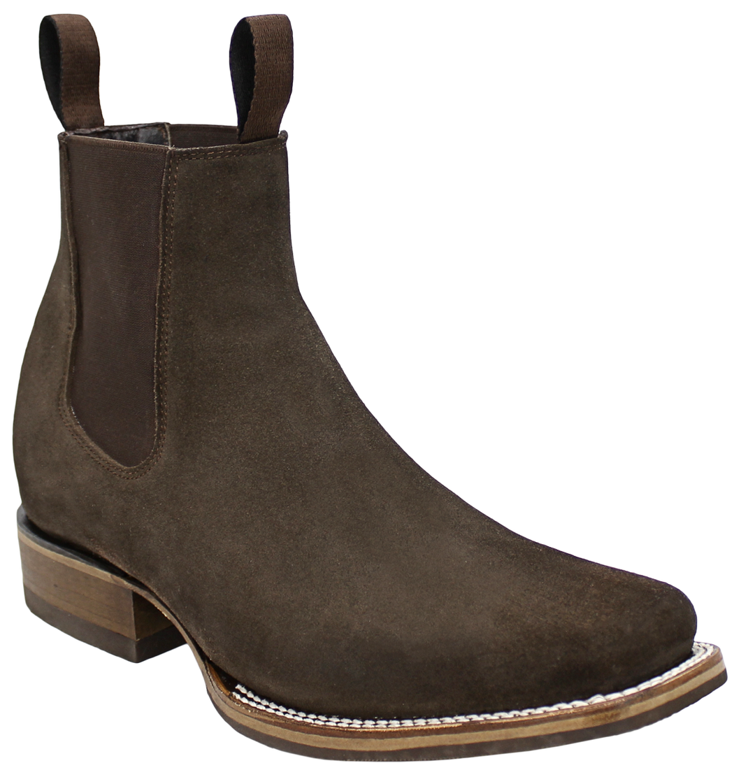 Silverton Suede Genuine Leather Square Toe Short Boot (Chocolate)