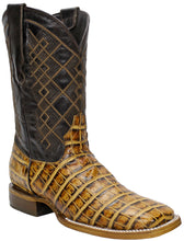 Load image into Gallery viewer, Silverton Crocodile Belly Print Leather Wide Square Toe Boots (Honey)