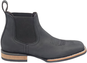 Silverton Kingston Horse All Leather Wide Square Toe Short Boots (Black)