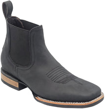 Load image into Gallery viewer, Silverton Kingston Horse All Leather Wide Square Toe Short Boots (Black)
