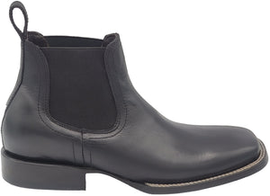 Silverton Kingston All Leather Wide Square Toe Short Boots (Black)